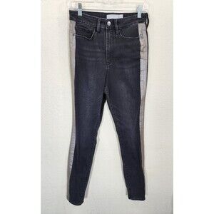 Athleta Sculptek Ultra Skinny Jeans Women's Size 4 Black Metallic Stripe